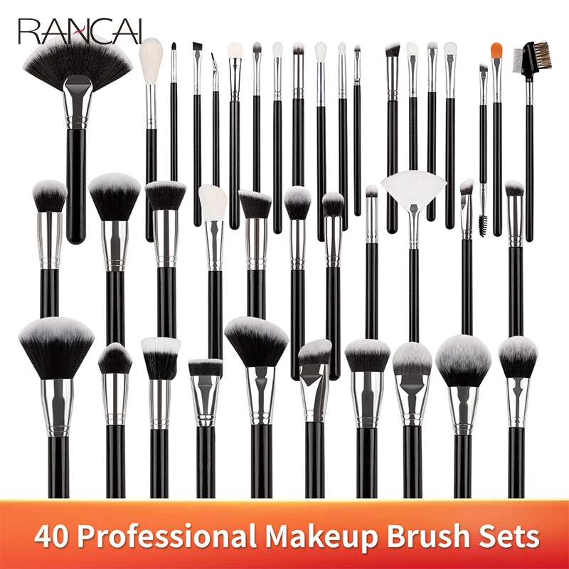 Professional 40Pcs Makeup Brushes Set Soft Synthetic Bristle Powder Blending Contour Eyebrow Eyeshadow Fan Foundation Brush