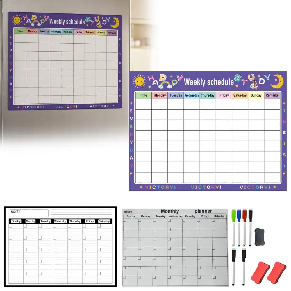 Magnetic Dry Erase Schedule Board, Reusable Monthly Planner Whiteboard For Fridge Wall With Marker Meal Menu To Do List