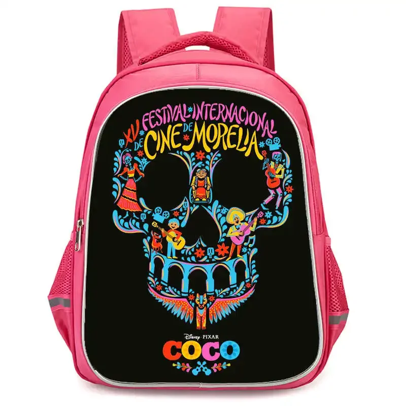 

Disney Girls School Backpack with Double Zipper Pocket,Pink Cartoon Coco Child School Backback,Durable 16-in Kids Bags