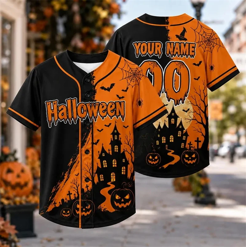 Personalized Baseball Jersey Custom Team Name Number Night Moon Bat Sublimation Print Shirt Men Women Halloween Cosplay Costume
