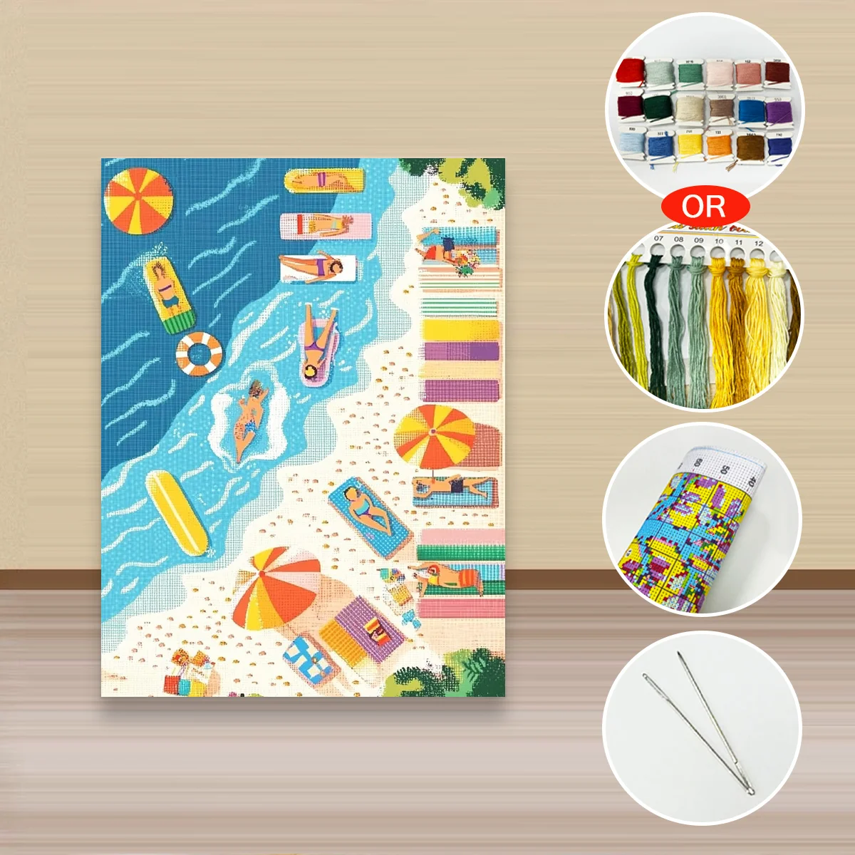 1PC 30X40CM/11.8X15.7in ,11Ct/14Ct Cross Stitch Kit Diy Valentine's Day Gift Embroidery Set For Festival,Beach Aerial View