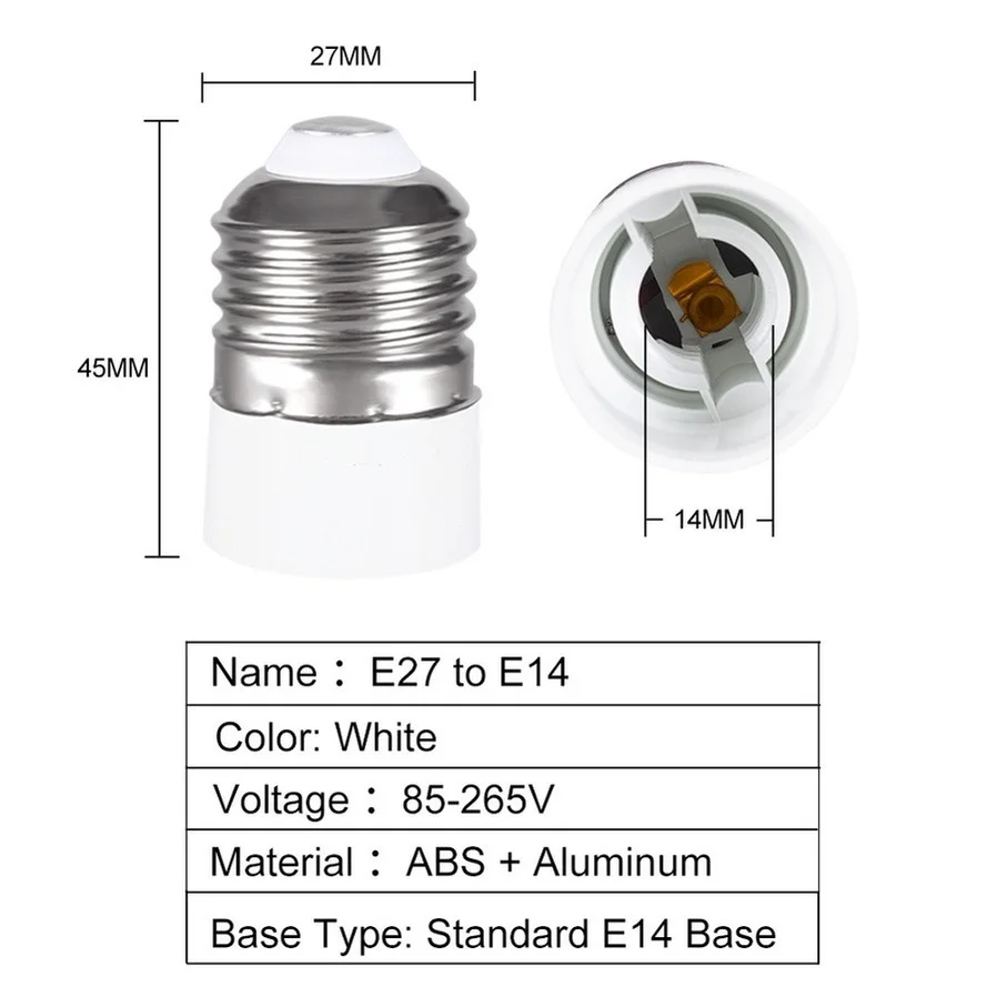 Misslii e27-e14ランプソケット,ベースコンバーター,86〜265V,変換アダプター,耐火性,家庭用照明ツール