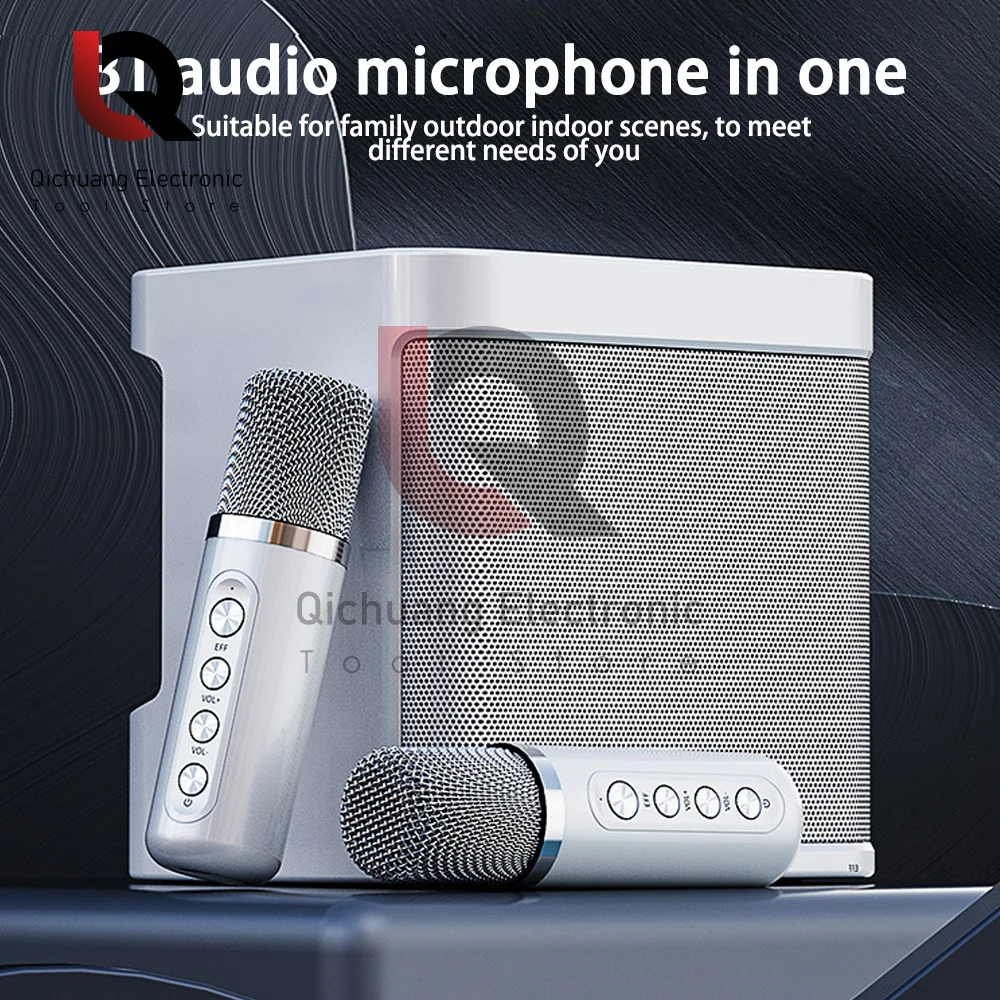 Dupla Microfone Karaoke Máquina para Adultos e Crianças Portátil Bluetooth PA Speaker System com 2 Microfones Sem Fio para Casa