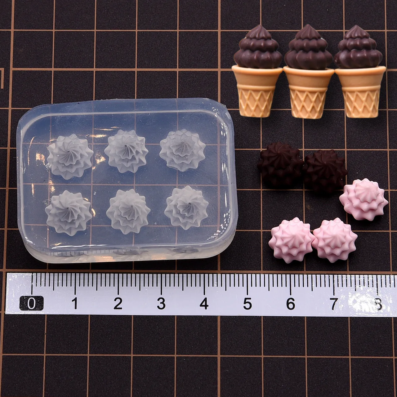 Mini Polymer Clay Ice Cream Silicone Mold Doll House Dessert DIY molds view 4