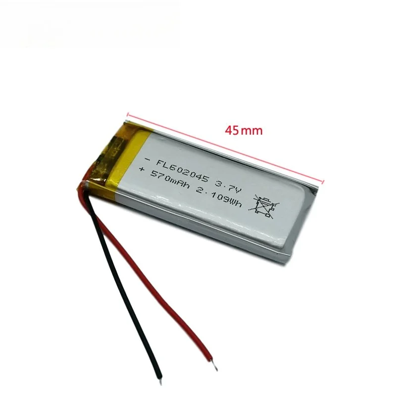 2-10pcs 602045 3.7V 570mAh Replacement Battery for Earphones Camera Smart Watch Bracelet MP3 GPS Bluetooth Voice Recorder