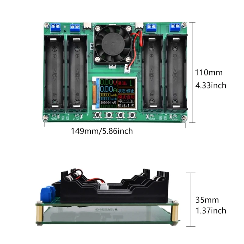 Módulo probador capacidad batería litio 18650 actualizado ipiip, potencia batería MAh MWh