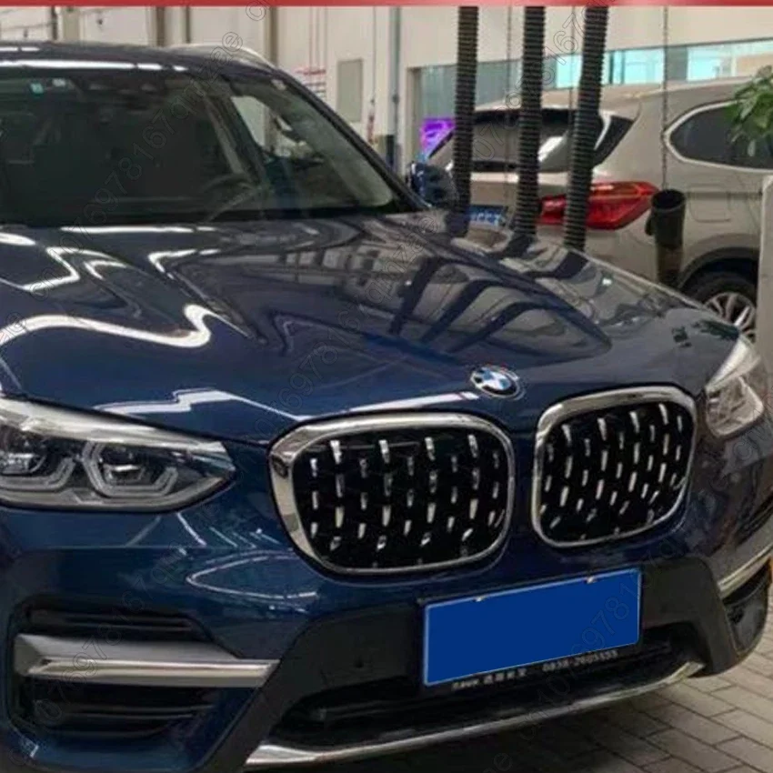 2Pcs Silver and Black Diamond Style Grills Replacement Grille For BMW X3 X4 G01 G02 G08 2017-2021 Car Front Bumper Grill Kits