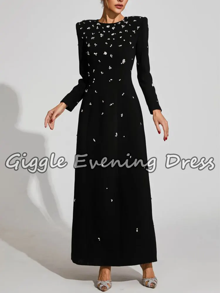 Giggle Fashion المرأة حجر الراين الماس مطرز فستان طويل ماكسي أنيق المرأة مساء رداء حفلات طول الكاحل حسب الطلب