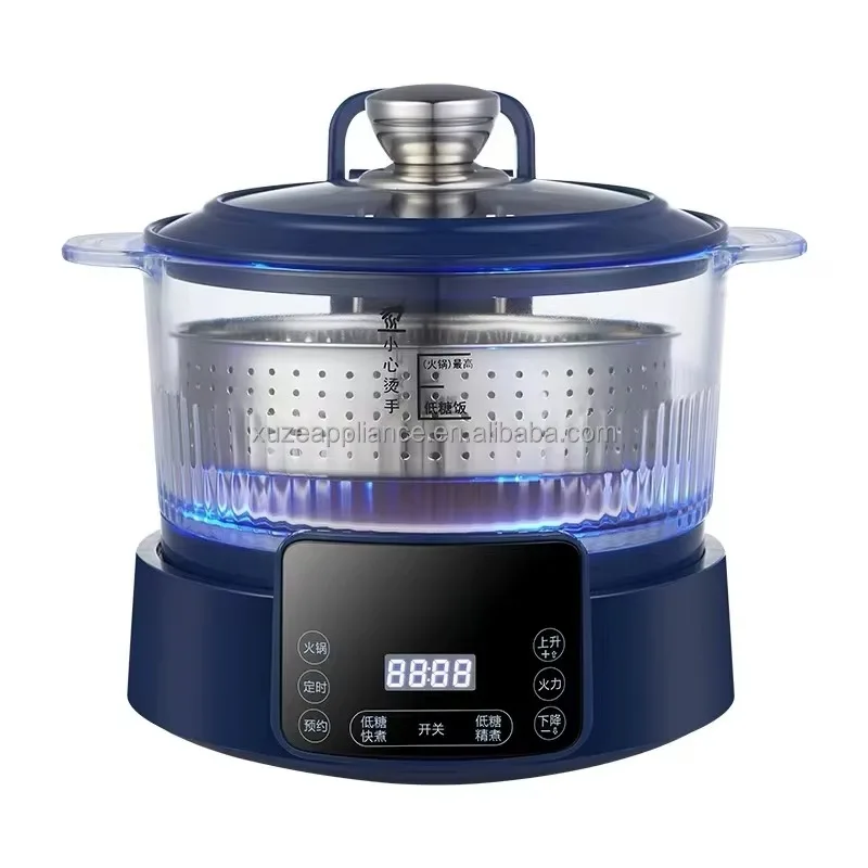 Olla Arrocera Eléctrica de Alta Calidad y Bajo Contenido de Azúcar de 5L, Olla Arrocera con Función de Elevación, Acero Inoxidable de Grado Alimenticio, Panel de Control en Inglés
