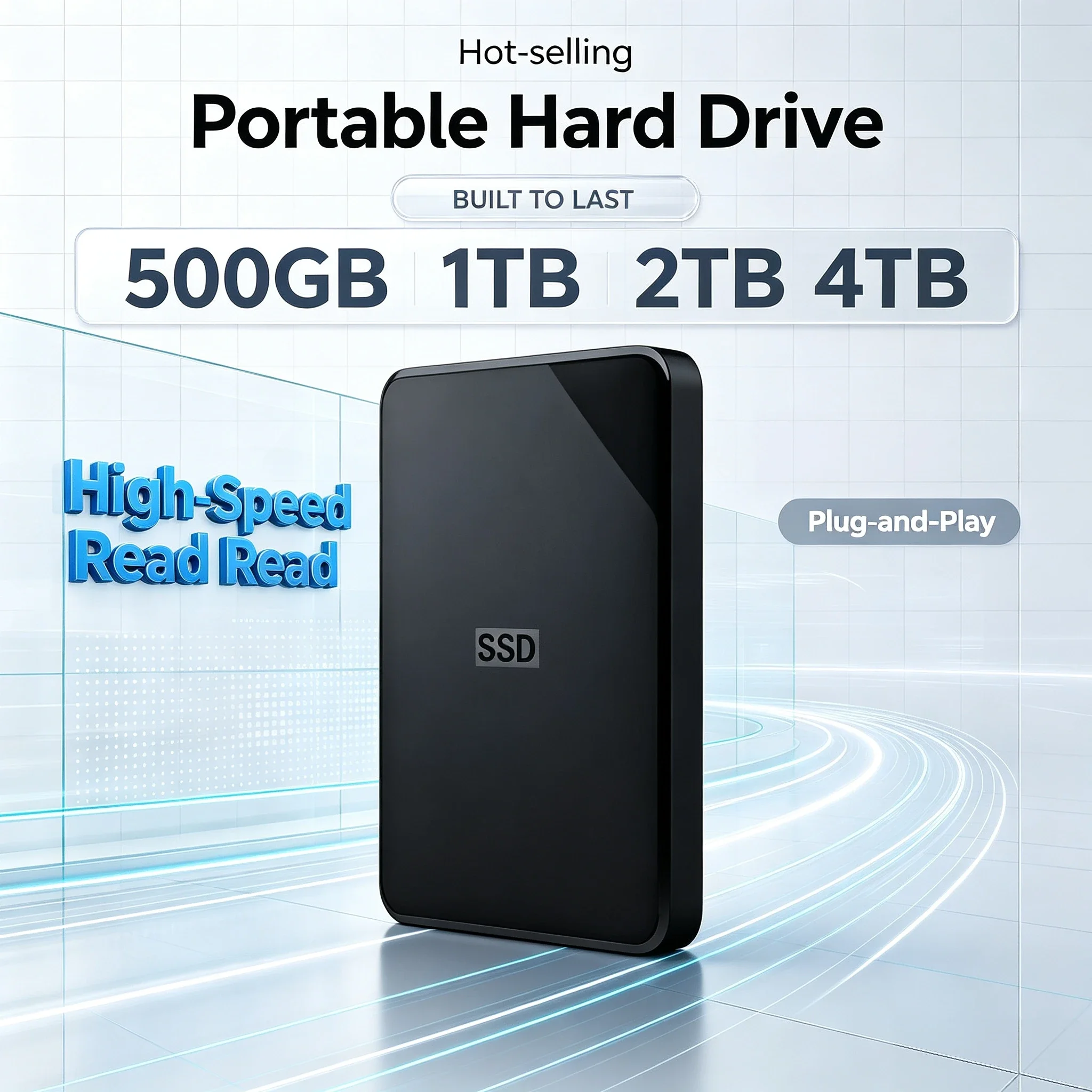 Portable External SSD 550MB/s 500GB 1TB 2TB 4TB Encrypted Backup Pocket-Sized for PS5 PC Laptop Mac Unleash the Speed