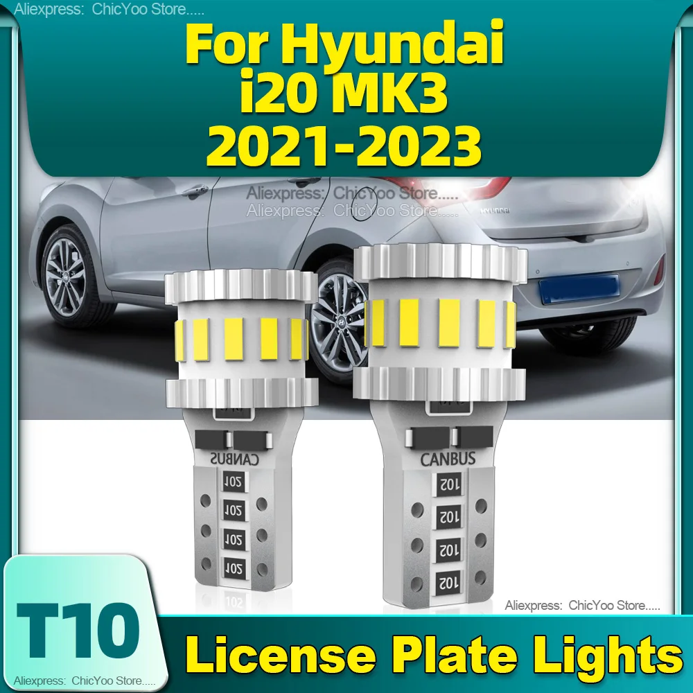 6000K Bright W5W T10 LED Bulbs Canbus 18SMD 12V License Plate Lights Auto Signal Lamp For Hyundai i20 MK3 2021 2022 2023