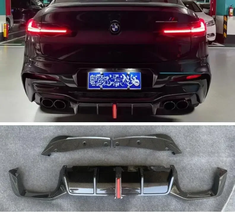 Rear Bumper Diffuser For BMW G01 X3 G02 X4 F97 X3M F98 X4M 2018 2019 2020 2021 Trunk Door Lip Spoiler Forge Carbon Fiber