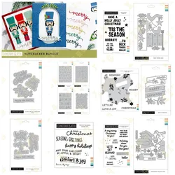 Jolly Holiday Greetings Christmas Tree Metal Cutting Dies Stamps Stencil Scrapbook Diary Decoration Embossing Template New 2024