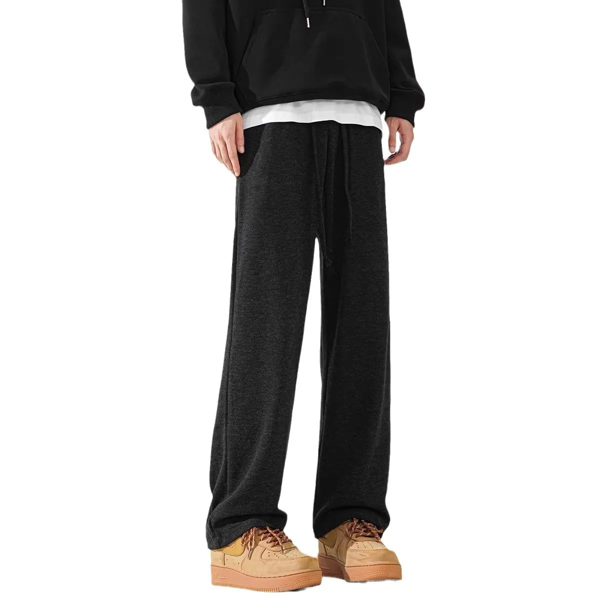 

Модные брендовые драпированные брюки с клейким рисом, мужские осенние американские ленивые широкие брюки, флисовые повседневные брюки для пар