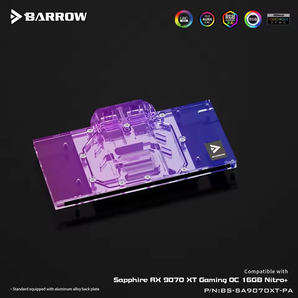 Barrow GPU bloque de agua para Sapphire Radeon RX 9070 XT GAMING OC 16GB Nitro + radiador de refrigeración de tarjeta de vídeo