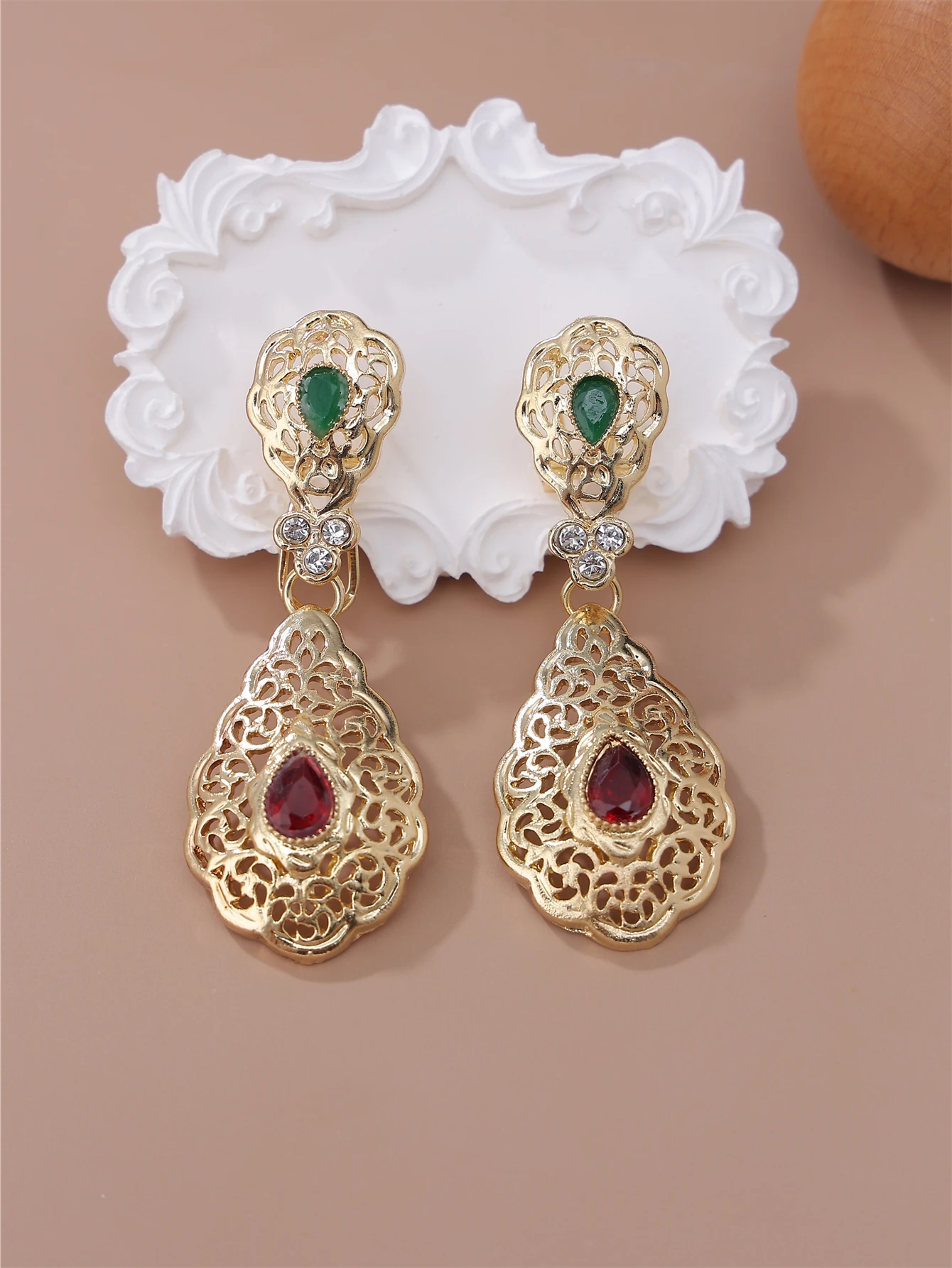 Classic Moroccan Wedding Women Decorative Earrings Hollow Design Gold Color Jewelry Earring