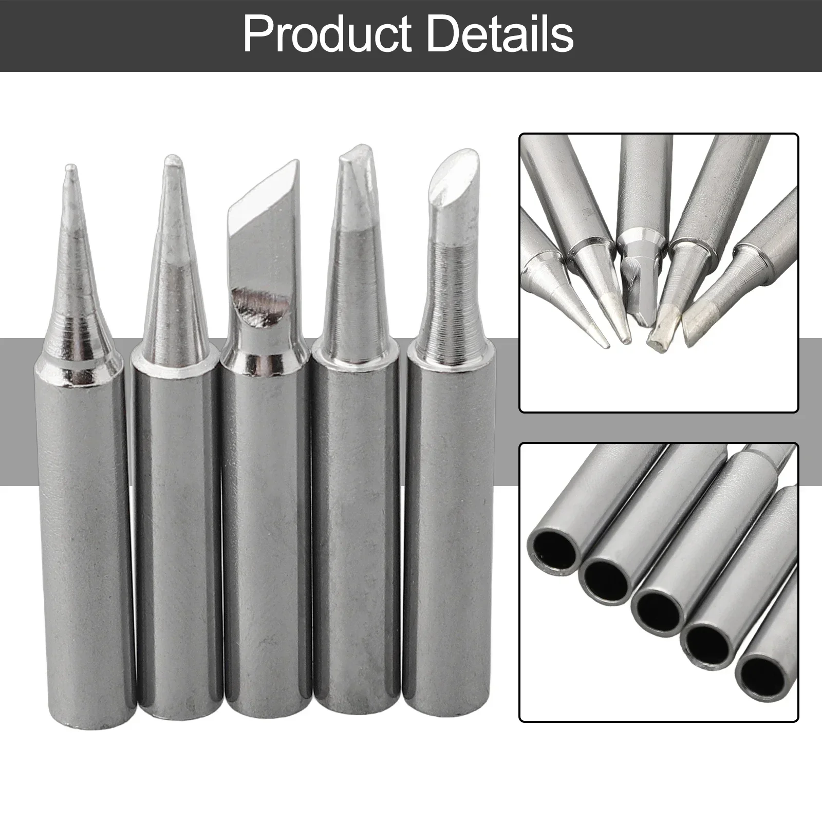 5Pcs/Set Soldering Iron Tips Lead-free Soldering IronTip Replacement 936 Soldering Iron Tip Welding Head Soldering Tool Branding