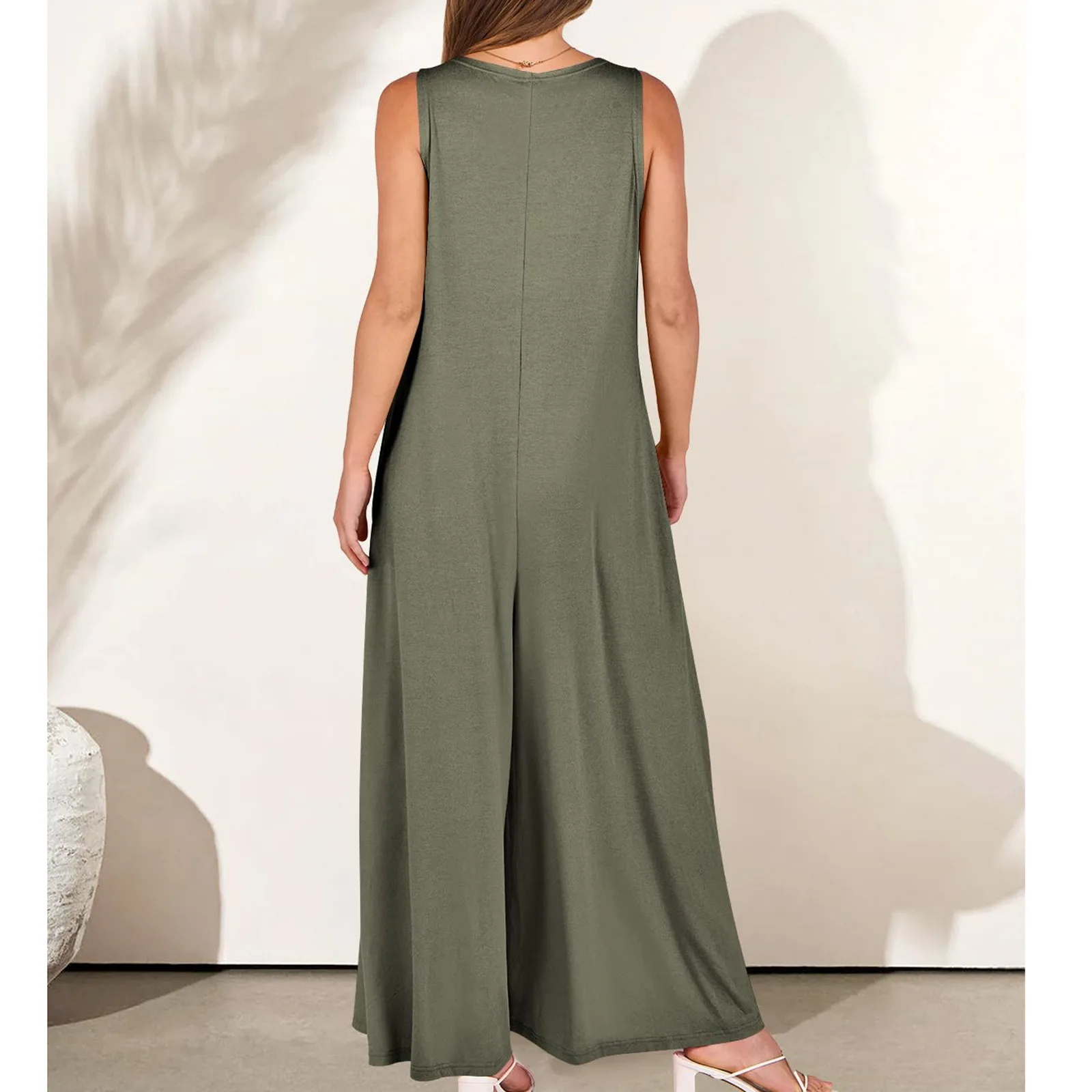 Women's Wide Leg Jumpsuits Female 2026 New Summer Fashion Sleeveless Solid Color Loose Casual Going Out Jump Suits