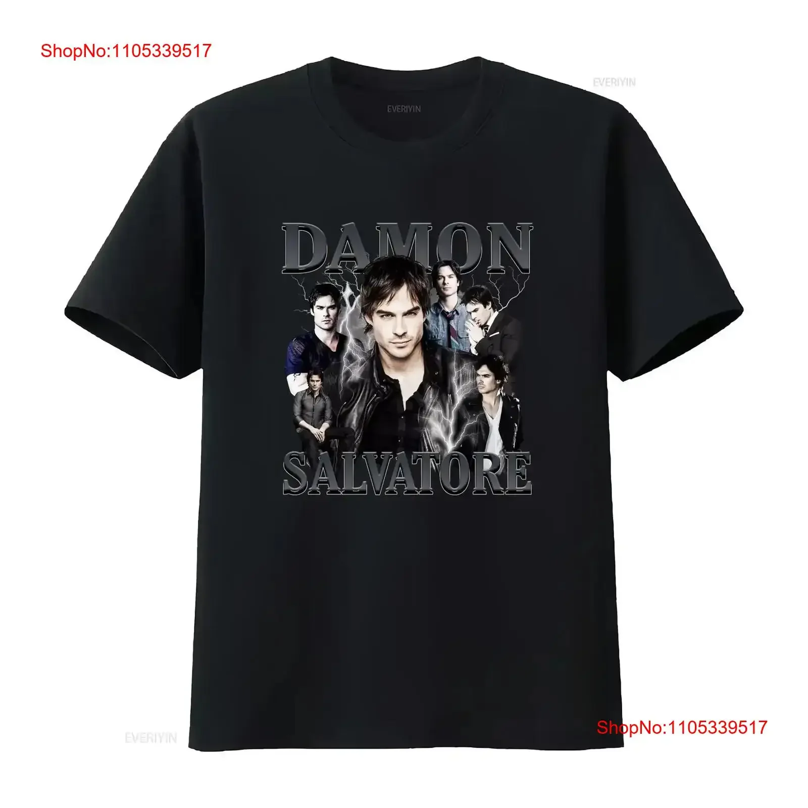 Rare Damon Salvatore Ian Somerhalder T shirt New Black All Size vintage Washed designer clothes Versatile Casual vintage