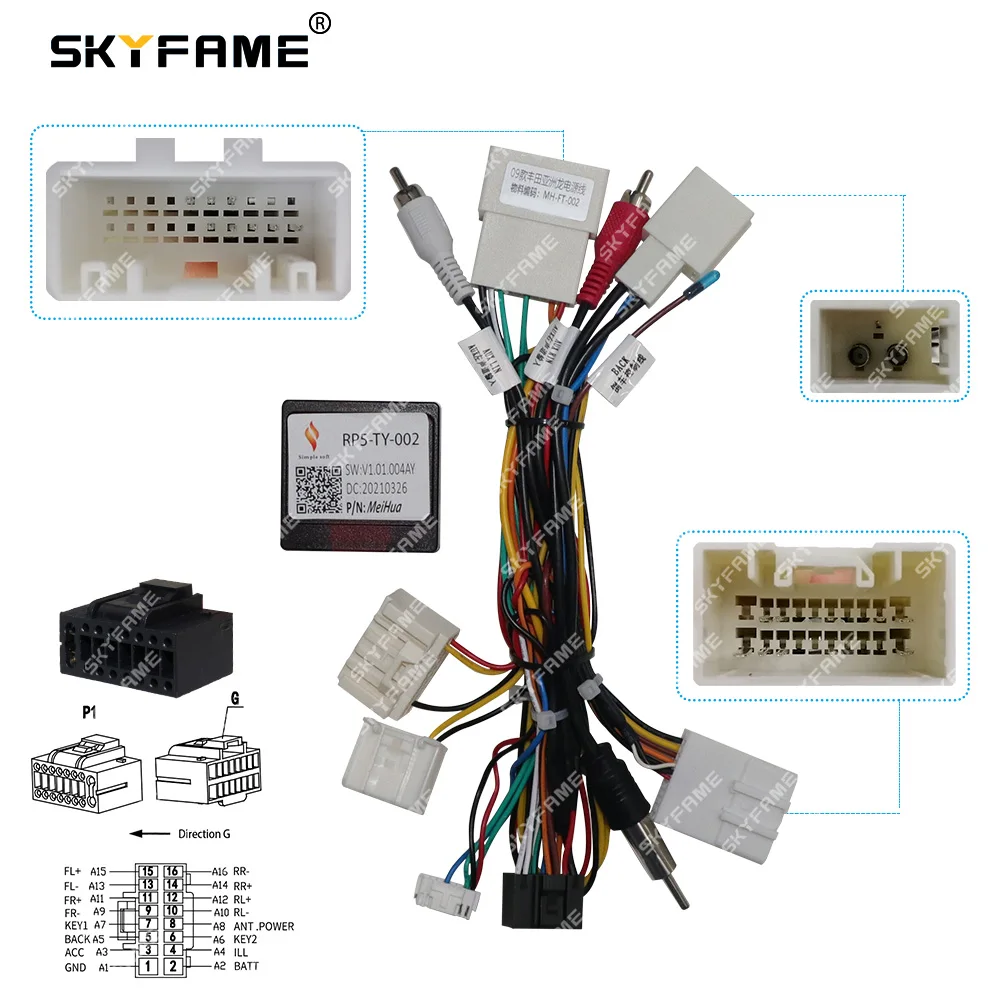 SKYFAME Car 16pin Wiring Harness Adapter Canbus Box Decoder For Toyota Avalon Sequoia Camry Prado TY-SS-01 RP5-TY-002