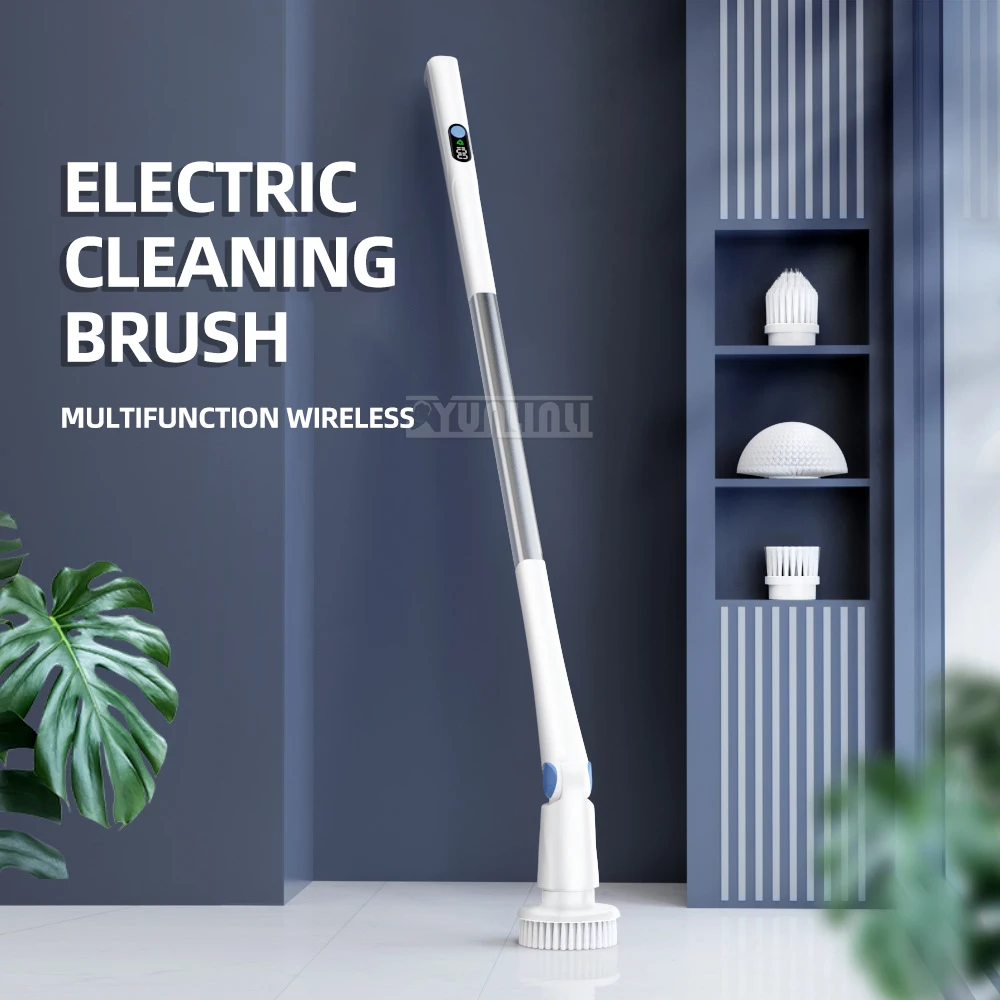 Household Wireless Hand-held Electric Cleaning Brush Multifunctional Adjustable Angle Cleaning Tool for Bathroom