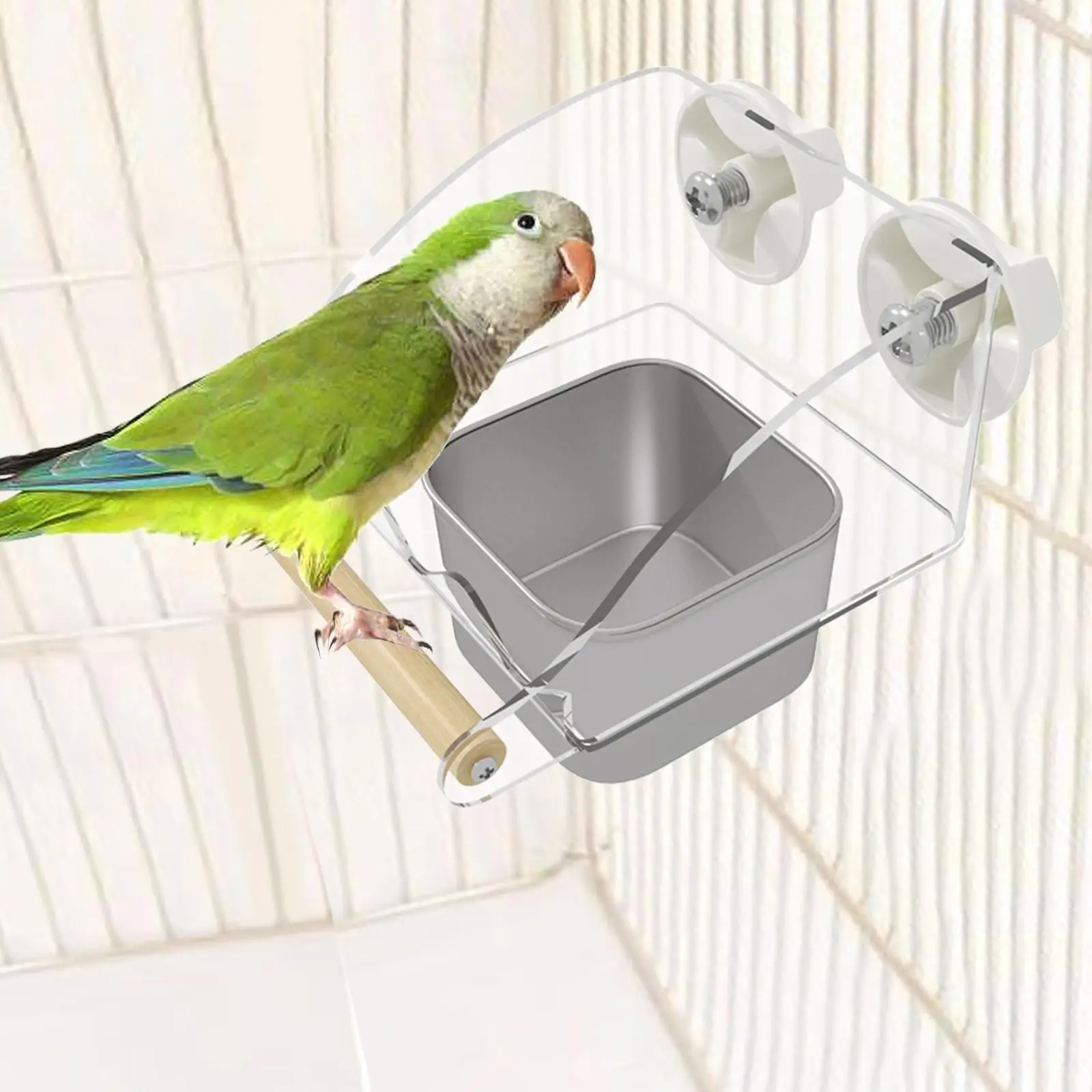 Comedero para pájaros para decoración de jaulas, comedero para periquitos con soporte de madera para Conures, Psittacus Erithacus, Lovebirds Caiques Periquito