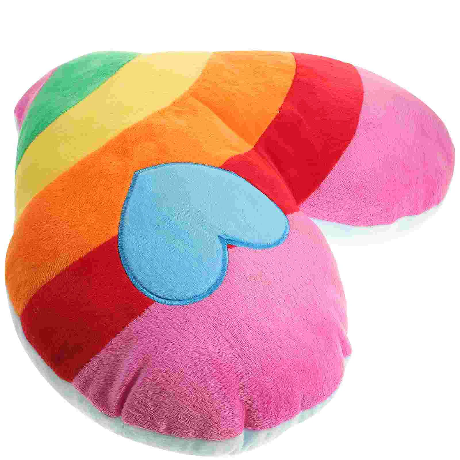 1PC Rainbow Heart-shaped Throw Pillow Plush Heart-shaped Bolster Lovely Heart Shape Pillow Cushion Creative Gift Supplies for