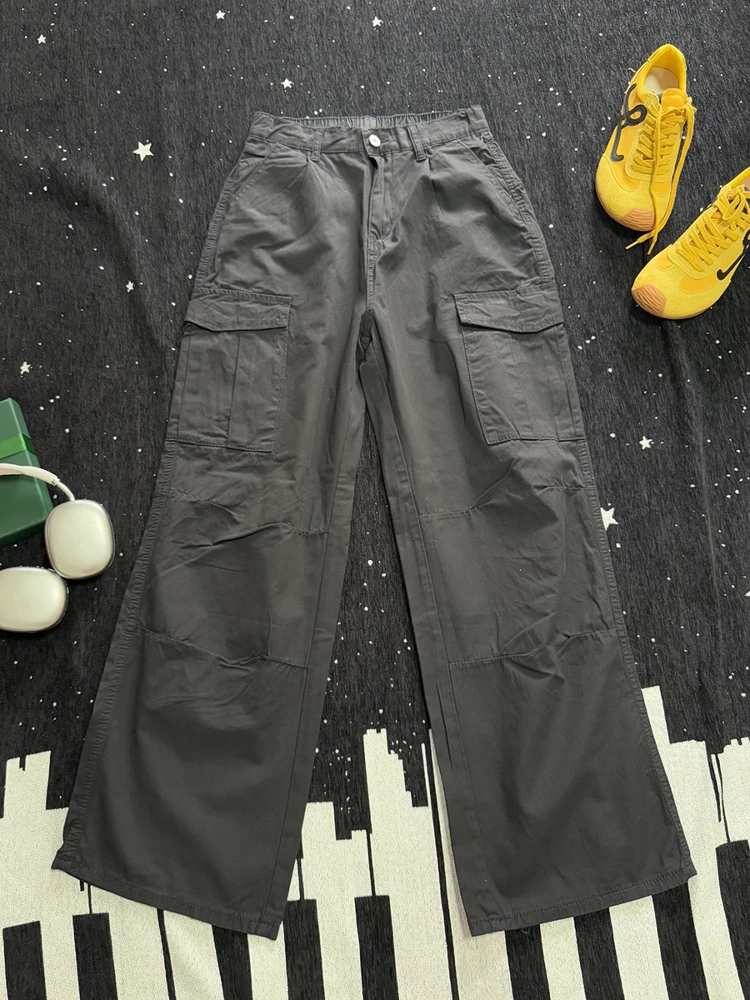 

Мужские рабочие брюки с множеством карманов, складным дизайном, в американском стиле, прямого кроя, длинные, для молодежи, осенний сезон