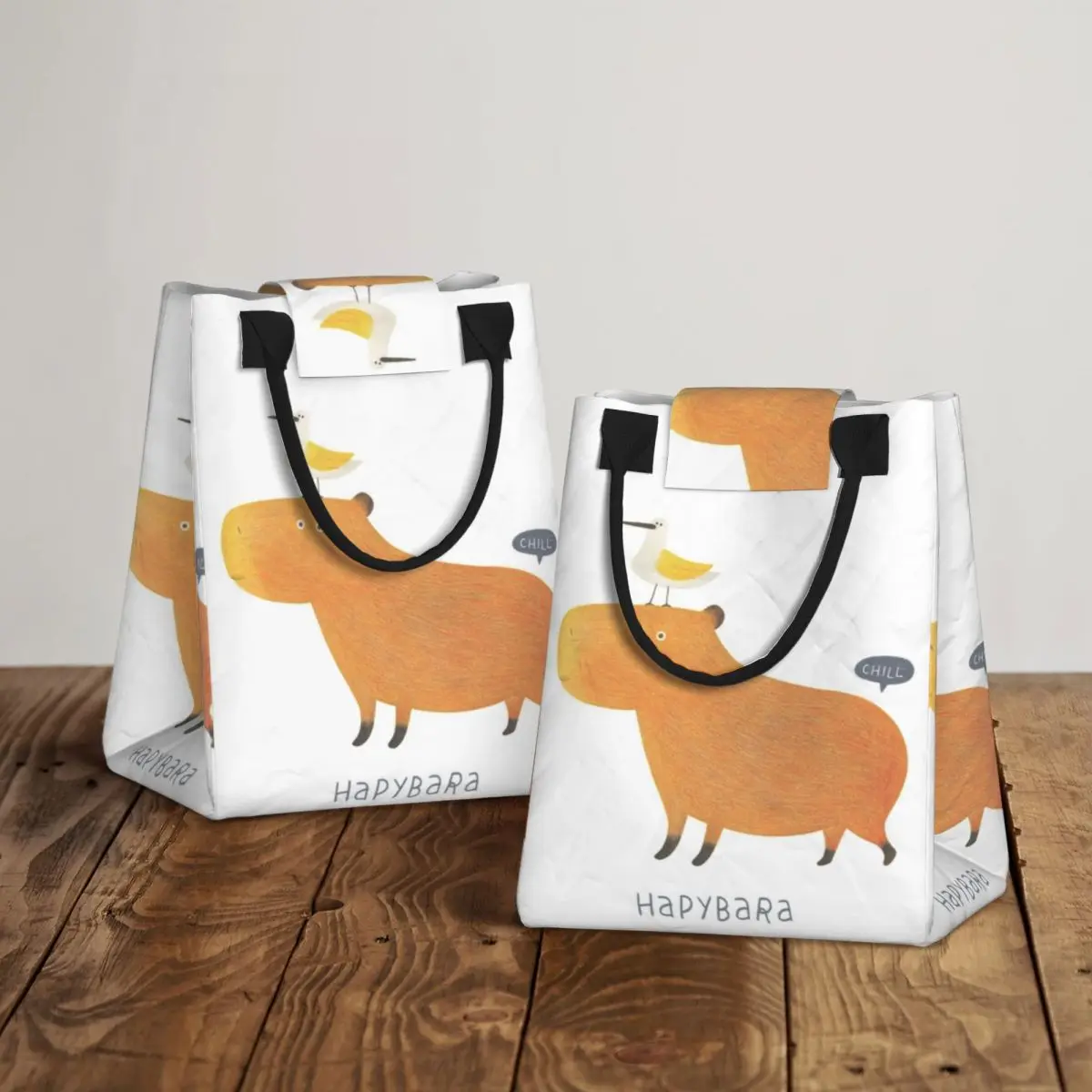 

Hapybara Capybara Insulated Lunch Bag for Women Children Portable Food Boxes Thermal Lunch Box Tote