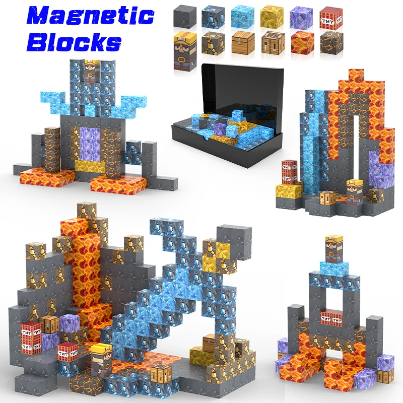 

Новые магнитные блоки-Build Mine Magnet World Edition Sword Caverns Magnet Игрушка для малышей для детей 3 лет, игрушки Монтессори для мальчиков и девочек