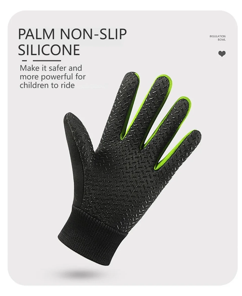 Warme Winter-Reithandschuhe für Kinder, Silikon, rutschfest, wasserdicht, verschleißfest, Vollfinger-elastische Handgelenke für Jungen und Mädchen, winddicht – Detail 5