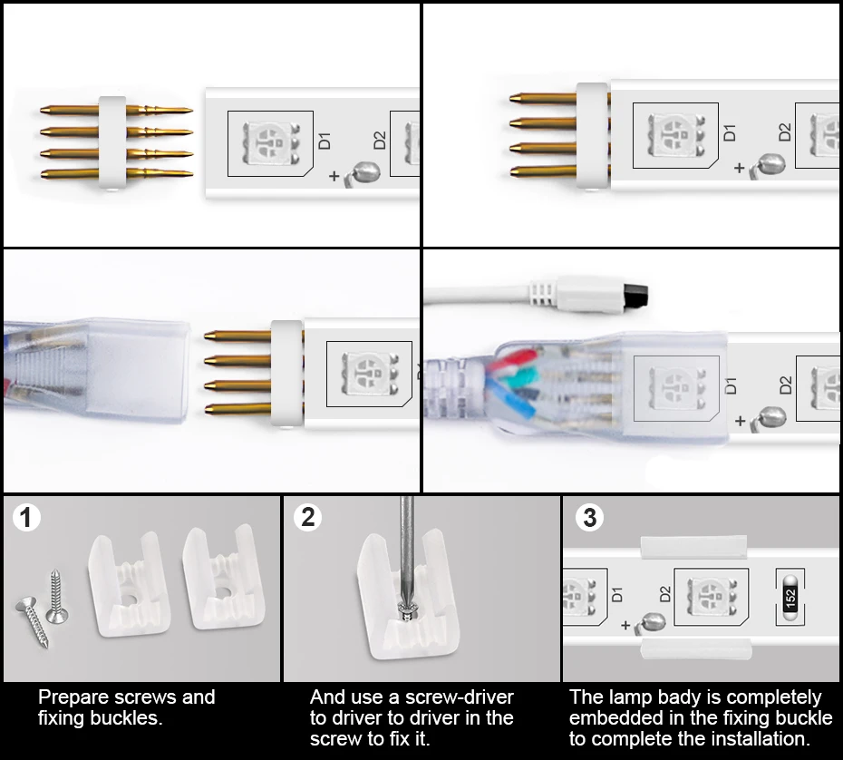 RGB LED 스트립 조명 5050, IP67 방수, 유연한 테이프, 4 핀, 1500W, IR 리모컨, 정원 조명용 디밍 가능, 1m-100m, 220V