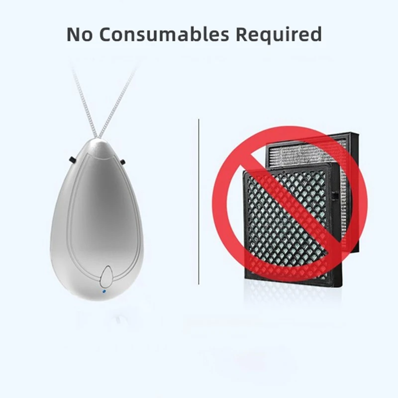 미니 웨어러블 공기 청정기, 개인 여행 크기 공기 청정기, 목걸이 및 휴대용 USB 충전 연기 청정기, 3 팩