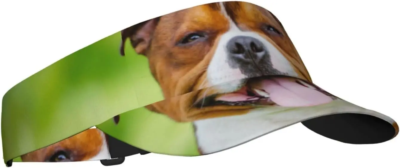 Sport Sun Visor Hat English Staffordshire Bull Terrier Dog Empty Top Sun Hat Cap for Baseball Gym