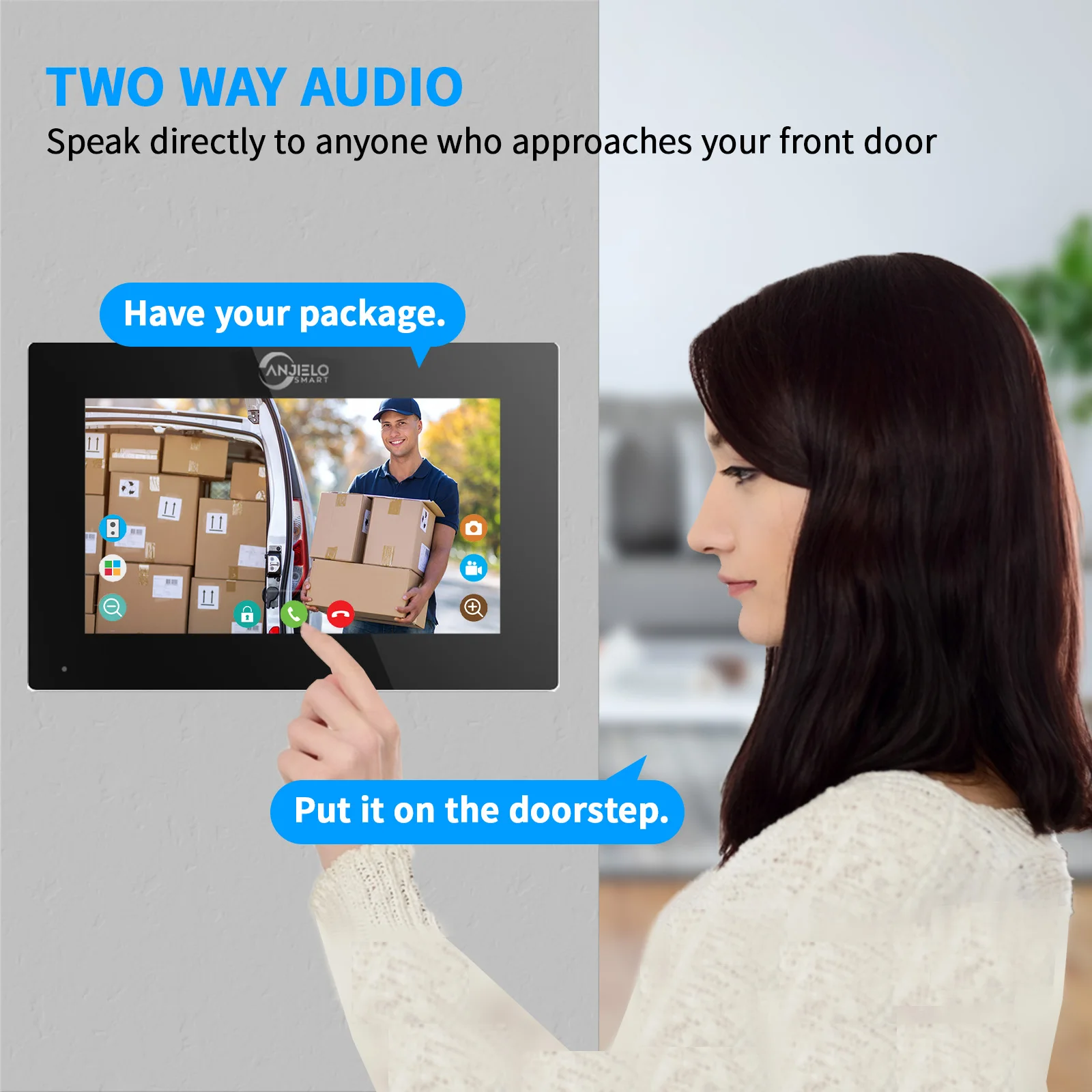 Tuya 7/10 Inch Video Intercom Touch Screen with Wired Doorbell 1080P 148° APP Password Fingerprint Card Swipe Large doorbell