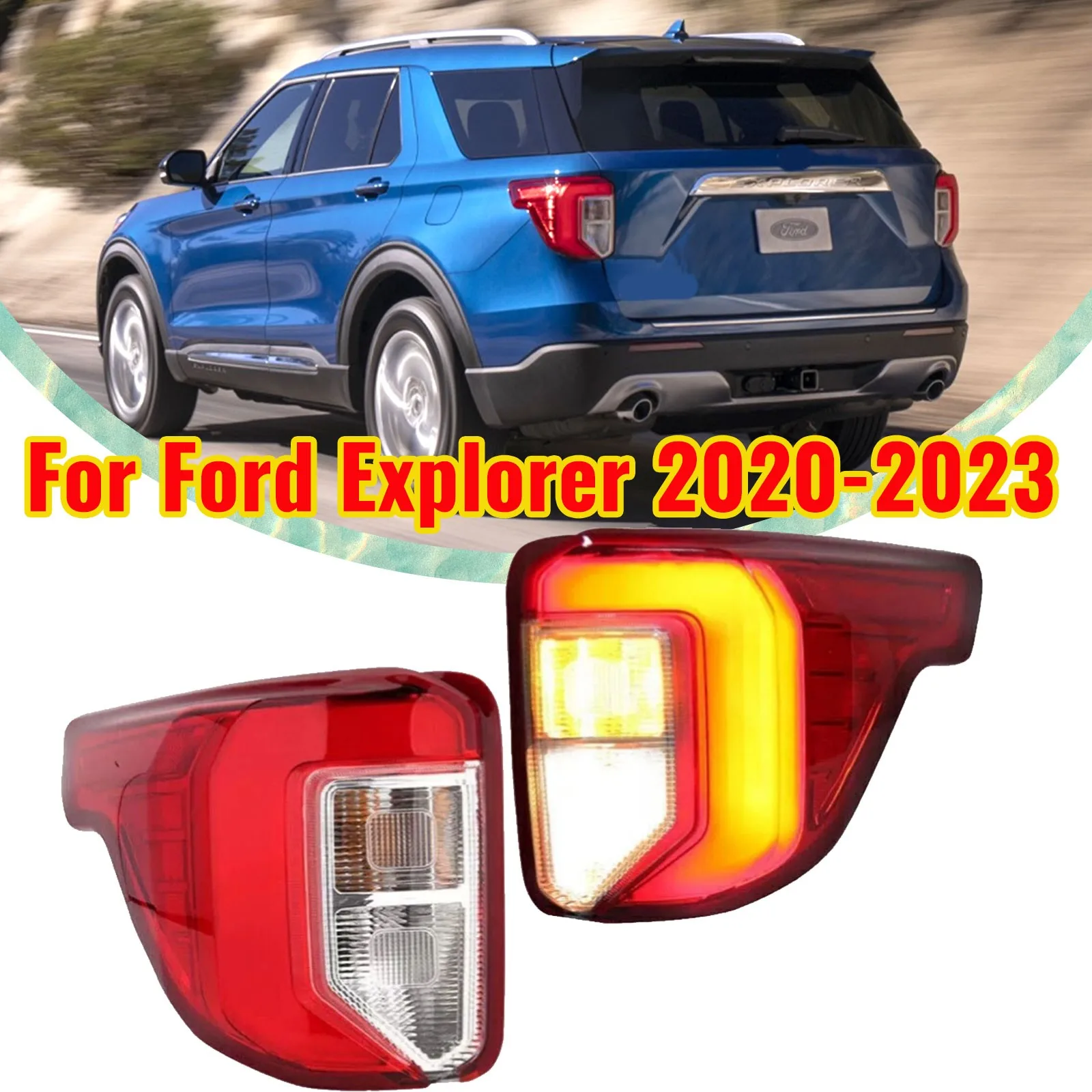 

Pair Left & Right LED Tail Light Brake For Ford Explorer 2020 2021 2022 2023
