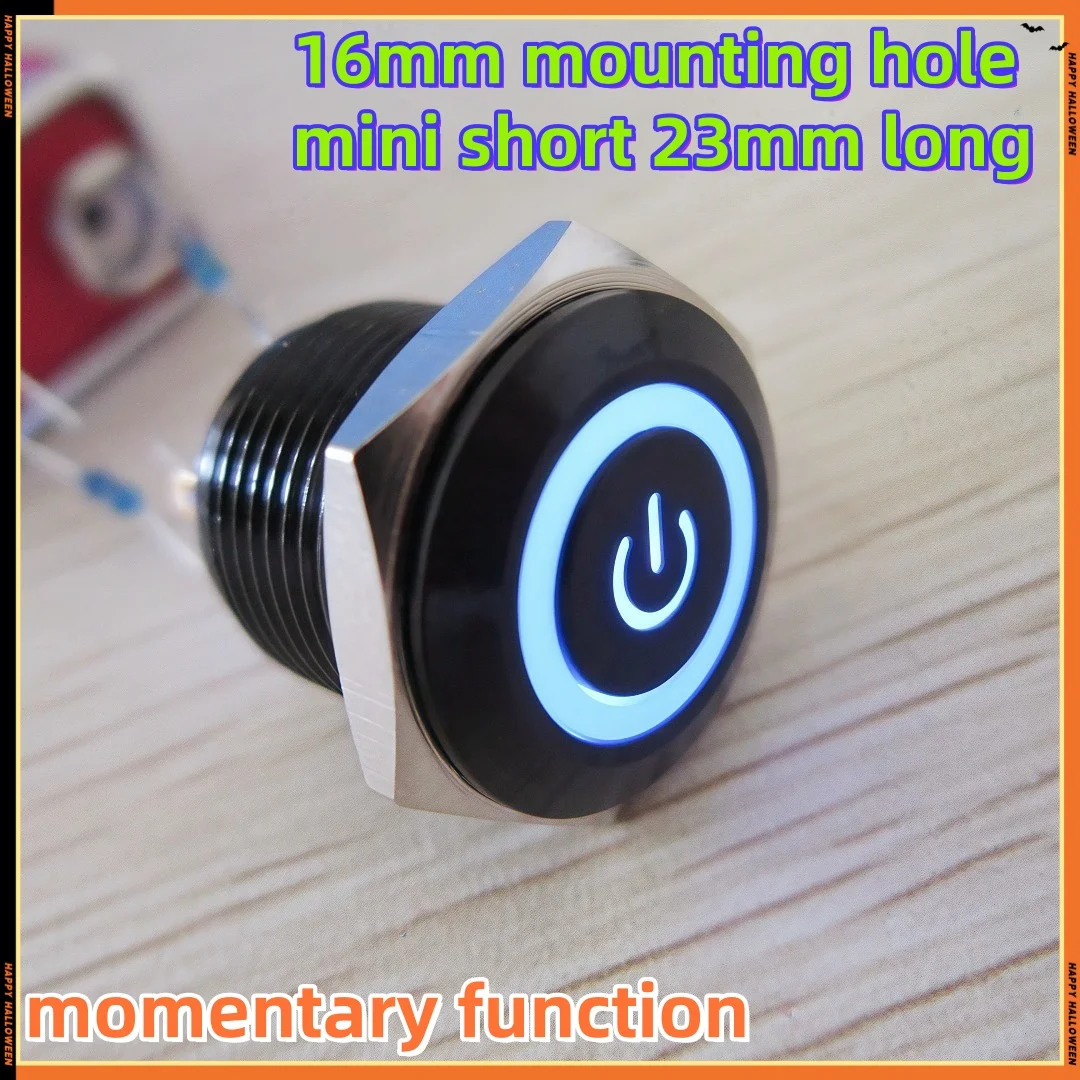 

Wholesale 16mm black shell reset button switch, short mini style, computer power start/restart button/pf