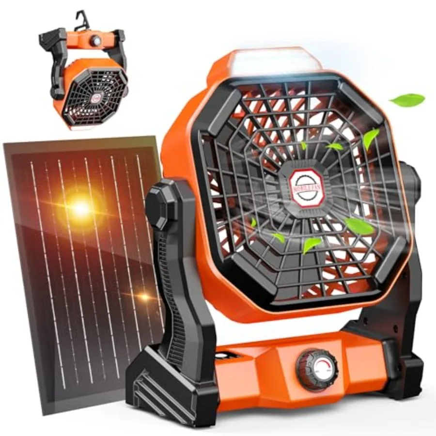 

Solar Camping Fan Max 60H Runtime 10W Solar Powered Fans with Solar Panel Rechargeable Fan and Led Lantern Battery Operated Pow