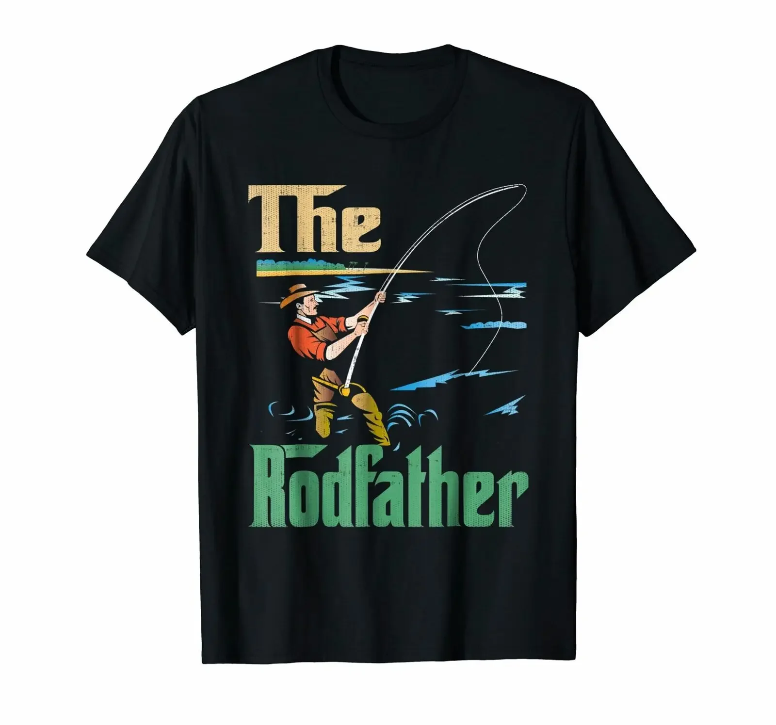 The Rodfather Fishing Dad Fisherman Angler Gift T-Shirt 100% Cotton O-Neck Summer Short Sleeve Casual Mens T-shirt Size S-3XL