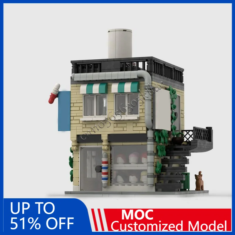 901 pçs casa rua salão de cabeleireiro e escritório do médico moc personalizar bloco de construção modular design criativo diy brinquedo do feriado presentes