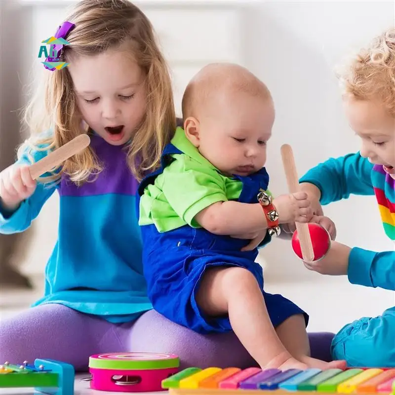 A60F-20Pieces 8 Inch Kids Rhythm Sticks Music Lummi Sticks Classical Wood Claves Musical Percussion Instrument Musical Sticks