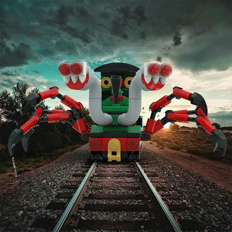 MOC Charles Train Variation Green Building Blocks Spider Hell Train Puzzle Assembly Game Model Periphery