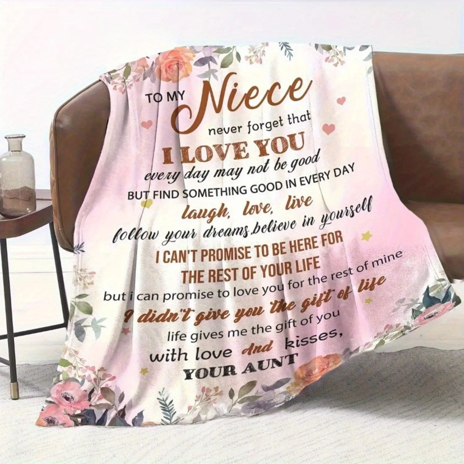 Letter Blanket for Niece Encouragement Blessing Express Love for Niece Birthday Gift for Niece Sofa Bedroom Nap Available