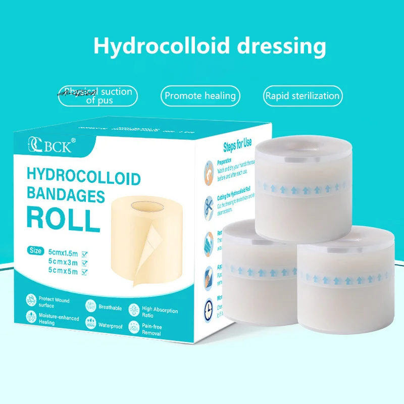 1 Roll Extra Thin Soft Hydrocolloid Band Aid Dressings Waterproof Self-Adhesive Scar Cover Tape for Effective Wound Care