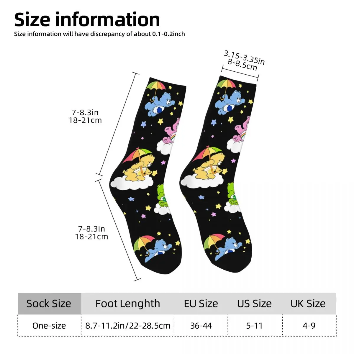 Calcetines Harajuku Care Bears para hombre y mujer, calcetín con póster de oso de grupo coleccionable de estrellas, alta calidad, primavera, verano, Otoño e Invierno