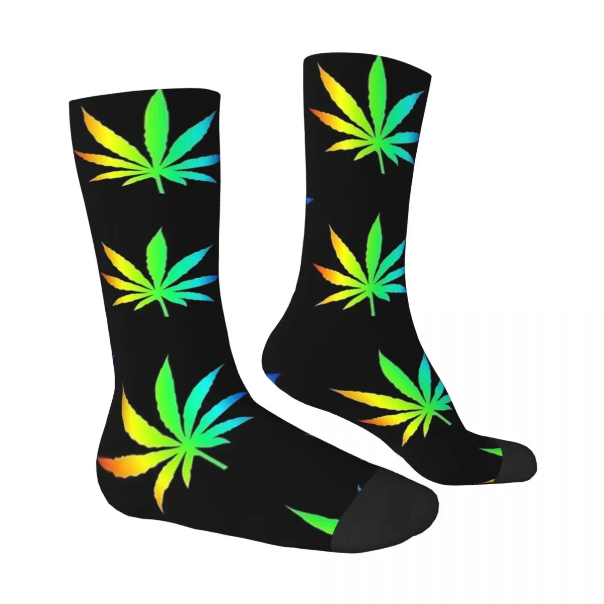 Rainbow Leaf Socks Fashion Stockings Men's Quality Running Socks Winter Custom Anti Skid Socks