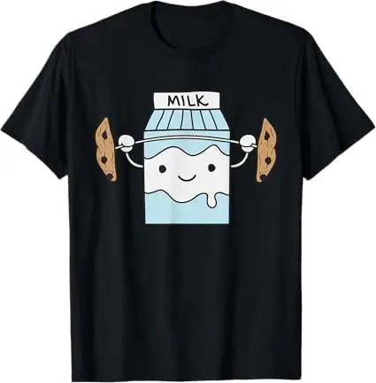 Milk Lifting Cookies Funny Food Snatch Squat Barbell Gym T-Shirt