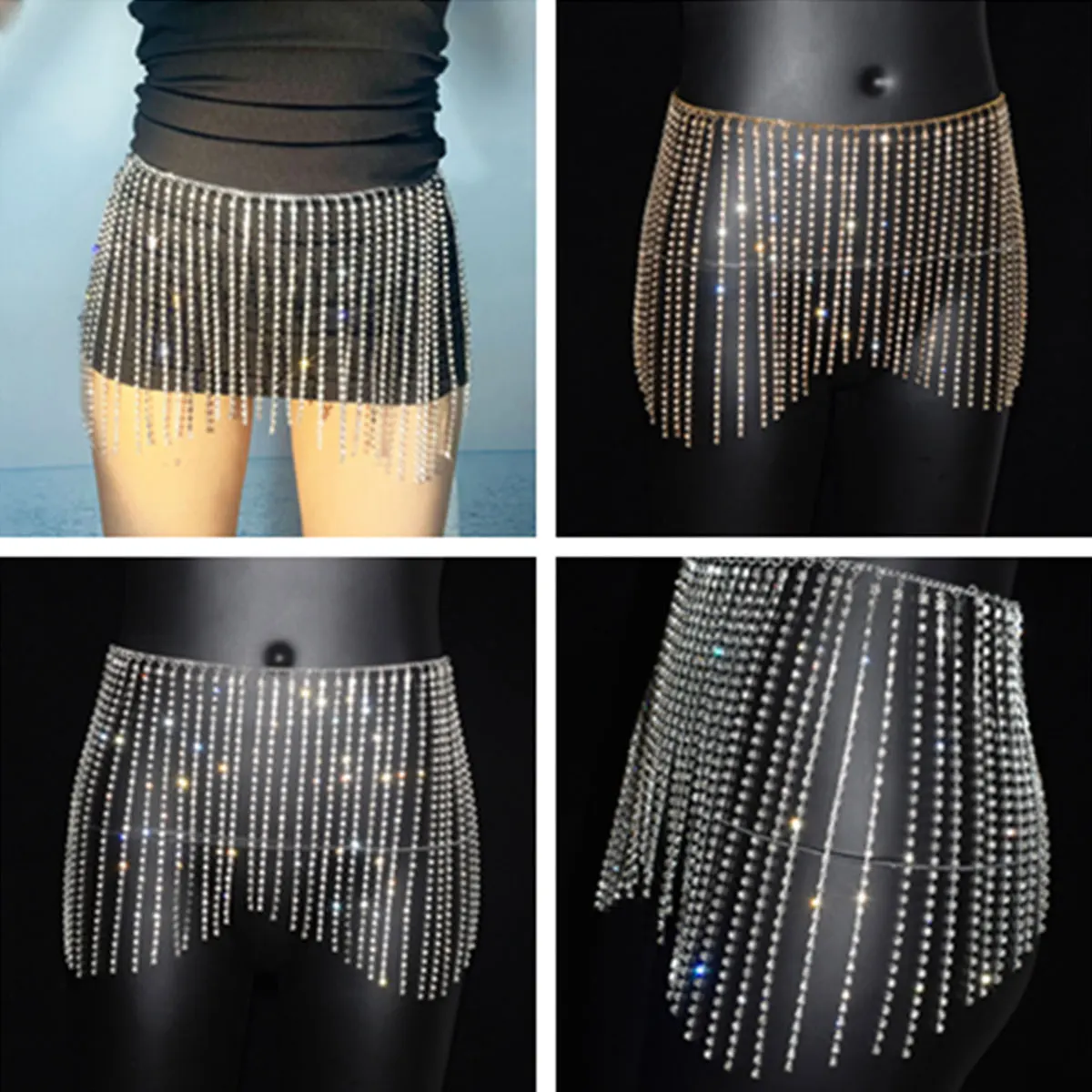 Body sexy Shining Rhinestone Waist chain Skirt Bodysuit women  Fashion Stage Performance Body Chain Outdoor Party Jewelry