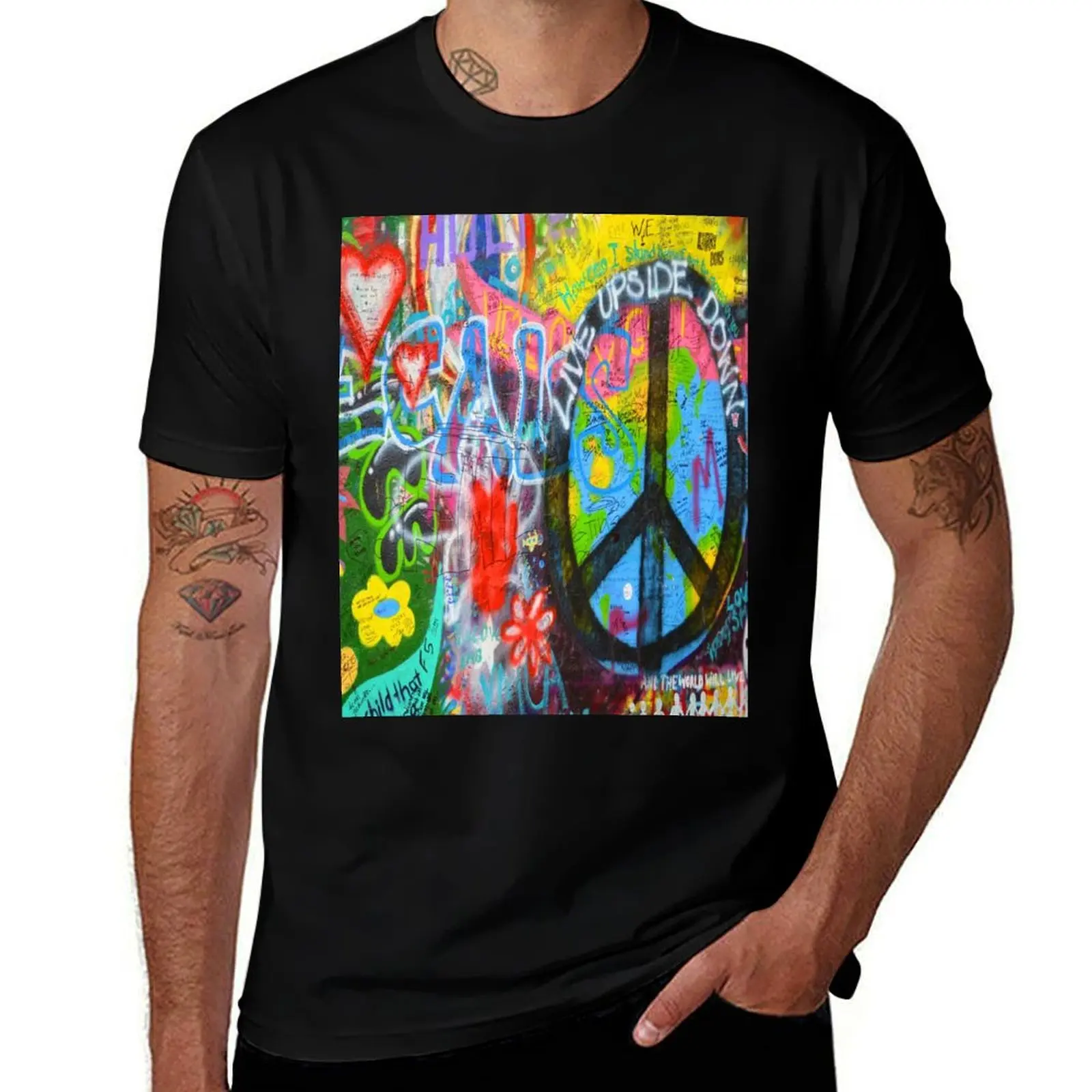 

Graffiti Peace Wall T-Shirt g man t shirts for men t shirts designer man t shirt cotton T-shirt