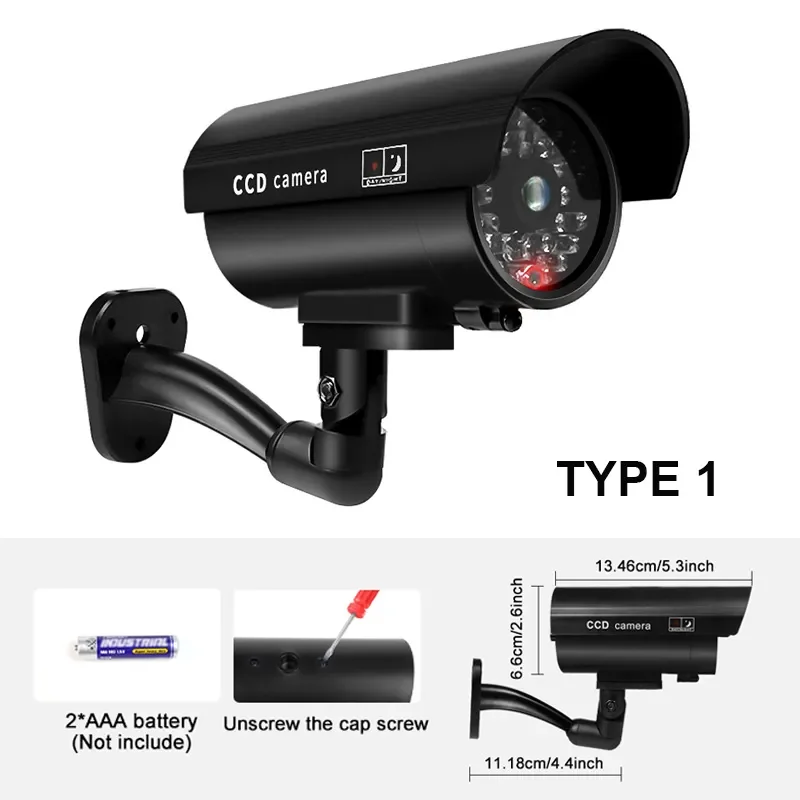 1Pc Dummy Beveiligingscamera Watreproof Indoor Outdoor Nep Cctv Bewakingssysteem, Rood Knipperende Led-Lampjes, Geen Bedrading Vereist